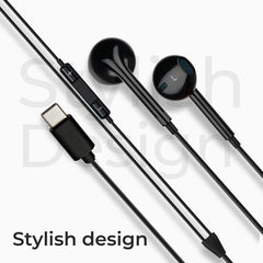Rovski Buds TPY09 Type-C Earphones with Call Function, 1.2-meter cable,
HIFI , volume control, and in-line MIC (Black)