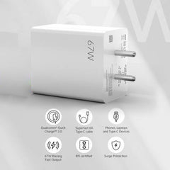 67W Sonic Charge Combo | Laptops, Tablets, & Mobile Charger|(Adapter + USB to Type C Cable)| Mi/Xiaomi/Redmi Charger|Superfast 6A Type C Included