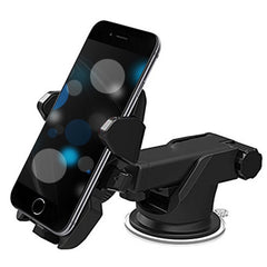 Smartphone Windshield Mounted Adjustable Universal Long Arm Car Phone Holder - Black