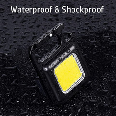 Keychain Light: 500 Lumens Bright 4 Light Modes Rechargeable LED Pocket Emergency Work Light with Magnet Base and Corkscrew for Indoor and Outdoor Use (Yellow-Pack 1)