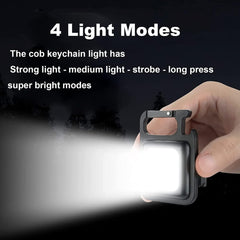 Keychain Light: 500 Lumens Bright 4 Light Modes Rechargeable LED Pocket Emergency Work Light with Magnet Base and Corkscrew for Indoor and Outdoor Use (Yellow-Pack 1)
