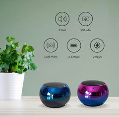 Mini Electroplating Round Steel Speaker with 4 Colorful Wireless Bluetooth Speakers (Random Color Selection from 4 Colors) and No Charging Pin