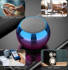 Mini Electroplating Round Steel Speaker with 4 Colorful Wireless Bluetooth Speakers (Random Color Selection from 4 Colors) and No Charging Pin