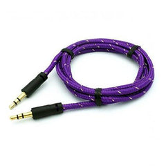 One meter of braided nylon transton aux cable, 3.5 mm male to 3.5 mm male