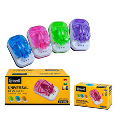 Two-in-one universal Magic Jadoo battery charger featuring three LED lights. Two A Cell Phone Charging