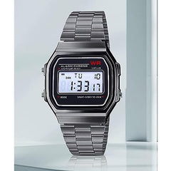 Wisewear - Sports Digital Square Dial LED Stainless Steel Watch For Men And Women