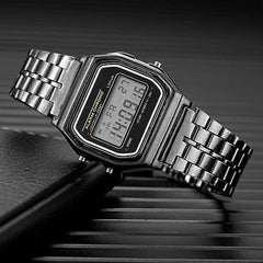 Wisewear - Sports Digital Square Dial LED Stainless Steel Watch For Men And Women