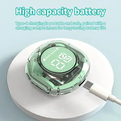 Ultrapods Pro 2 TWS Airpodes with Digital Display, Transparent Design, 30 Hours Playtime with Fast Charging, Bluetooth 5.3v ( Green )