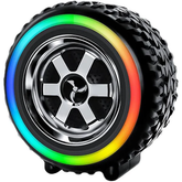 Carry-along Wireless Wheel-Designed Subwoofer Bass Speaker with RGB Light and 12 W Bluetooth Power (Black, Stereo Channel)