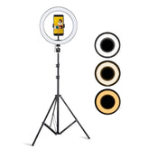 Tech Novo - Dimmable 10" LED Ring Light for Live Streaming YouTube Reels and Vlogging with 3 Light Modes, 10 Brightness Levels, a 7-foot tripod stand, and a phone holder