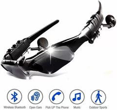 Tech Novo: Connectivity Sunglasses with Bluetooth Audio Player (Black Smart Glasses)