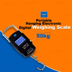 Tech Novo - Heavy-Duty Foldable Hook Weighing Scale with Digital Type and Manual Weight M/C for 10 kg to 50 kg Travel, Kitchen, and Home Use (Black, FDC-990)
