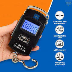Tech Novo - Heavy-Duty Foldable Hook Weighing Scale with Digital Type and Manual Weight M/C for 10 kg to 50 kg Travel, Kitchen, and Home Use (Black, FDC-990)
