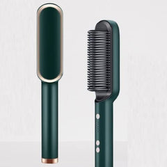 Tech Novo's 3-in-1 Ceramic Fast Hair Straightening Brush for Women's Hair Straightening with LCD Screen and Temperature Control Display is a hair straightening tool designed for women. It comes in pink.