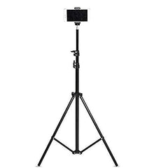 Moblia-A 7-foot tripod stand with an adjustable mobile clip holder for all smartphones and cameras, made lightweight and portable by URVASIANS (Black)