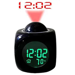 SAVY-Talking Laser Projector Alarm with Projection Black-02 Table Wall Clock Thermometer