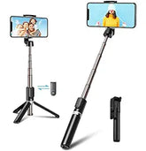 Tech novo - Wireless Bluetooth Selfie Sticks with Extension Foldable with a remote tripod stand, 3-in-1 multipurpose, and compatible with all phones, including iPhones, OnePlus, Samsung, Oppo, and Vivo