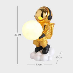 Astrano-Led Table Lamp, Resin Spaceman Lamp Bedside Lamp with USB Port Plug and 3D Printed Lampshade, Brightness can de Adjusted