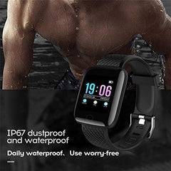 Wise wear-Bluetooth smart fitness band watch with heart rate, step count, and sports activity tracker is the ID-116, available for men, women, boys, and girls.
