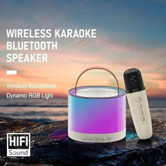 Mini Bluetooth Speaker with Changing Modes, RGB Lights, and a Mini Wireless Karaoke Mic