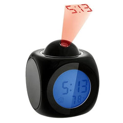 SAVY-Talking Laser Projector Alarm with Projection Black-02 Table Wall Clock Thermometer