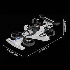 2-in-1 RC Drone Car for Kids, 2.4GHz Land & Air Remote Control Flying Vehicle with 360° Flip Stunts, 4WD High Speed Drift Mode, 3 Speed Modes & LED Lights - Blue/Red Multicolor Stunt Toy