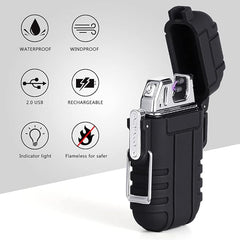 Tech novo - Explorer Military Print Flameless Double ARC Rechargeable Waterproof Pocket Size Lighter (Green)