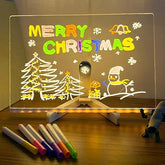 Toui-3D Acrylic Writing Board with Pen & Light, LED Rewritable Acrylic Message board with stand, Dry Erase Board with
