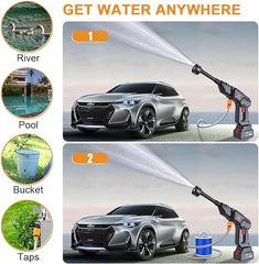 Electric Pressure Washer Cordless, 30 Bar Battery Powered Cleaner with 5-in-1 Nozzle Portable High Pressure Washer for Car Fence Patio Handheld Car Cleaning Machine with 5M Hose & Soap Dispenser