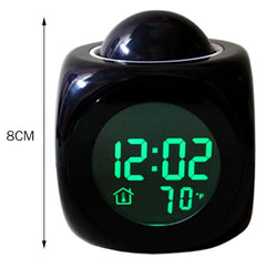 SAVY-Talking Laser Projector Alarm with Projection Black-02 Table Wall Clock Thermometer