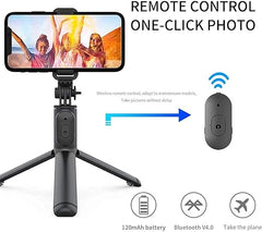 Tech novo - Wireless Bluetooth Selfie Sticks with Extension Foldable with a remote tripod stand, 3-in-1 multipurpose, and compatible with all phones, including iPhones, OnePlus, Samsung, Oppo, and Vivo