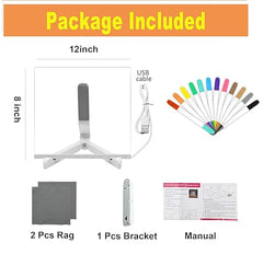 Toui-3D Acrylic Writing Board with Pen & Light, LED Rewritable Acrylic Message board with stand, Dry Erase Board with