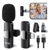 Tech novo - Noise reduction, auto-sync, clip-on lapel mic, Mic Lavalier Microphone for YouTube Live Stream Video Recording for Type-C Android & iPhone
