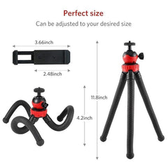 Tech novo - The 12-inch, foldable, extra-thick, and robust Red Black Flexible Ball Head Tripod is perfect for DSLR, action, and smartphone cameras for use in photography, video recording, Tiktok vlogging, and other related applications.