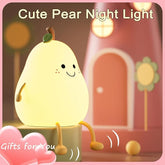 Adorable Children's Night Light: Vickes Calming Pear Lamp, Rechargeable, 7 Color Changing, Timer