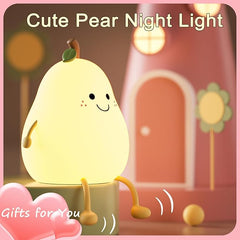 Adorable Children's Night Light: Vickes Calming Pear Lamp, Rechargeable, 7 Color Changing, Timer