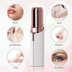 Tech novo - Women's Skincare Lipstick Shape Mini Epilator Hair Removal Machine with Battery for Face, Upper Lip, Chin, Eyebrow, and Other Areas (Golden White)