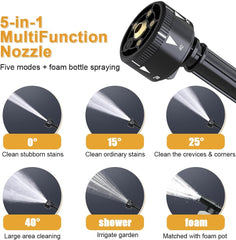 Electric Strain Washer Cordless, 30 Bar Battery Fueled Cleaner with 5-in-1 Spout Convenient High Tension Washer for Vehicle Wall Deck Handheld Vehicle Cleaning Machine with 5M Hose and Cleanser Container