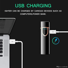 Tech novo - Premium Electric Cigarette Lighter with Metal Chrome Finish, Flame-Less Slim Touch Sensor, USB Rechargeable, and Battery Indicator (Multi-Colour)