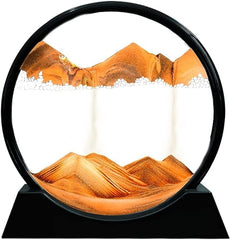Tech novo-MOROVIK 3D Orange Dynamic Sand Art Liquid Motion,Moving Sand Art Picture Round Glass 3D Deep Sea Sandscape In Motion Display Flowing Sand Frame Relaxing Desktop Home Office Work Decor (7 In) (Orange)