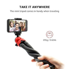 Tech novo - The 12-inch, foldable, extra-thick, and robust Red Black Flexible Ball Head Tripod is perfect for DSLR, action, and smartphone cameras for use in photography, video recording, Tiktok vlogging, and other related applications.