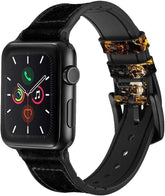 Wise wear-Silicone & Leather Smart Watch Band Strap for Apple Watch iWatch (Model Number: CA0424) in 42mm, 44mm, and 45mm For Men