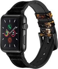 Wise wear-Silicone & Leather Smart Watch Band Strap for Apple Watch iWatch (Model Number: CA0424) in 42mm, 44mm, and 45mm For Men