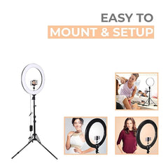 Tech Novo - 7 Feet Long Foldable and Lightweight Tripod Stand with a 10-Inch Big RGB LED Ring Light for Camera, Phone, YouTube Video Shooting, and Makeup (7FT Tripod + 12" Ring Light)