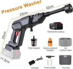 Electric Pressure Washer Cordless, 30 Bar Battery Powered Cleaner with 5-in-1 Nozzle Portable High Pressure Washer for Car Fence Patio Handheld Car Cleaning Machine with 5M Hose & Soap Dispenser