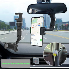 360° rotating phone stand with multiple uses for cars and rearview mirrors