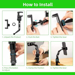 360° rotating phone stand with multiple uses for cars and rearview mirrors