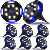 Glow-sync-LED Solar Wall Lights Outdoor Garden Security Lamp-Pack of 8 Solar Light Set (Free Standing Pack of 8)