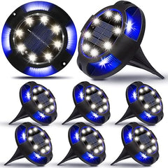 Glow-sync-LED Solar Wall Lights Outdoor Garden Security Lamp-Pack of 8 Solar Light Set (Free Standing Pack of 8)