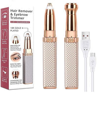 Tech Novo - Women's 2-in-1 Rechargeable Face Hair Remover with Changeable Heads, Expert Painless Eyebrow Razor for Personal Hair Removal with Lighted Indicator, Rose Gold
